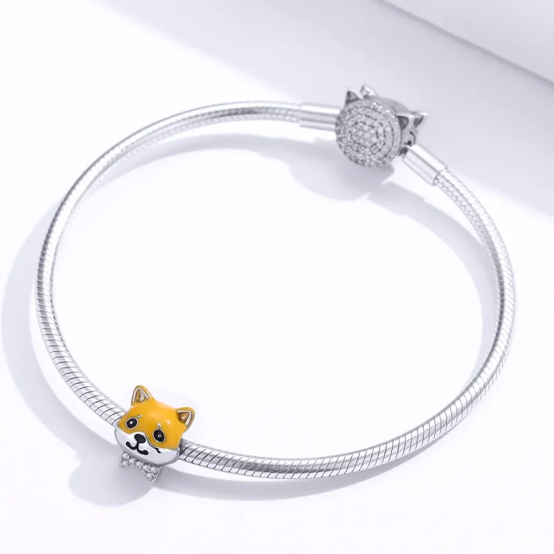 (imagine pentru) Talisman Tip Pandora Shiba Inu din argint - BSC188 - Vizualizare 4
