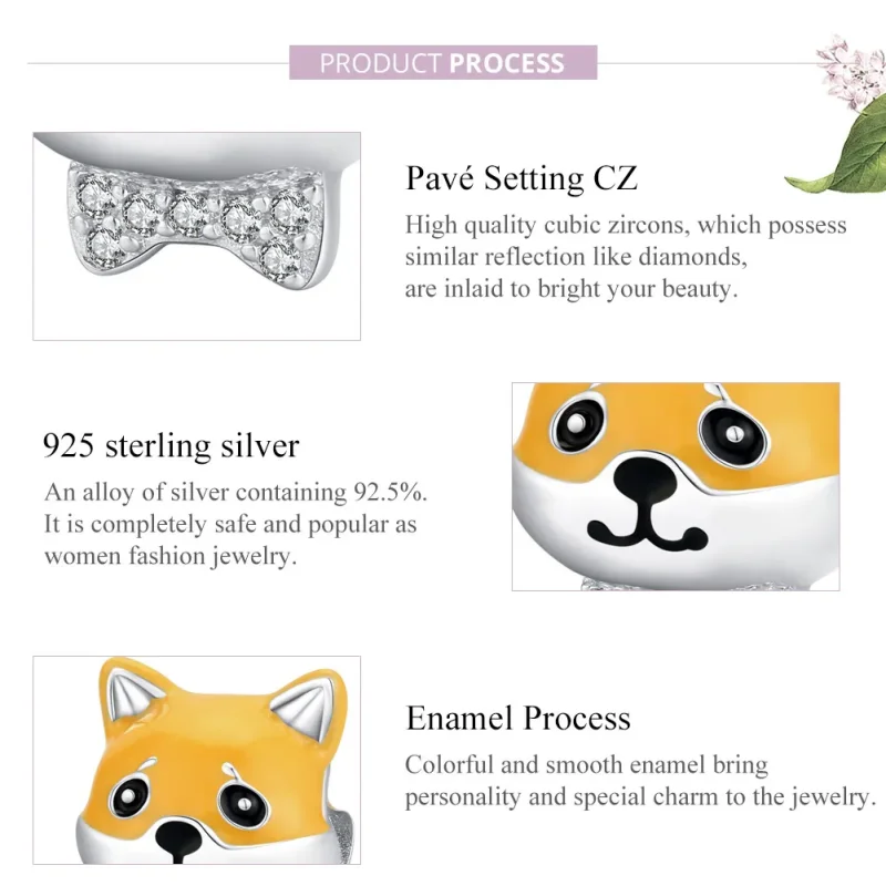 (imagine pentru) Talisman Tip Pandora Shiba Inu din argint - BSC188 - Vizualizare 8