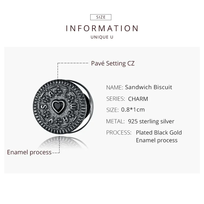 (imagine pentru) Talisman Tip Pandora Sndwich biscuiti din argint - BSC352 - Vizualizare 8
