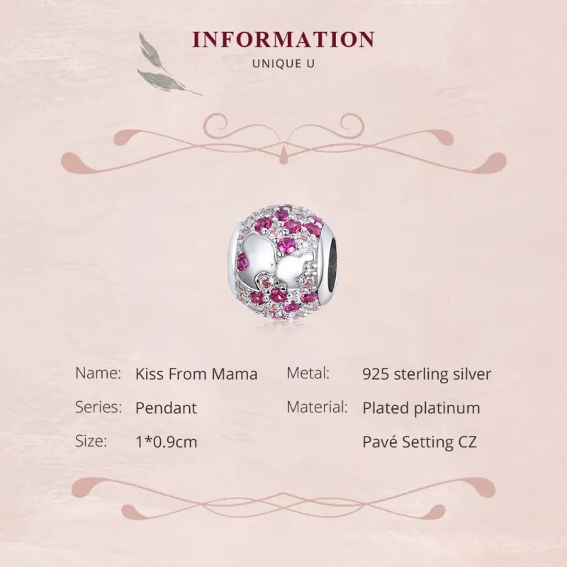 (imagine pentru) Talisman Tip Pandora Sărut de la mamă din argint - BSC225 - Vizualizare 6
