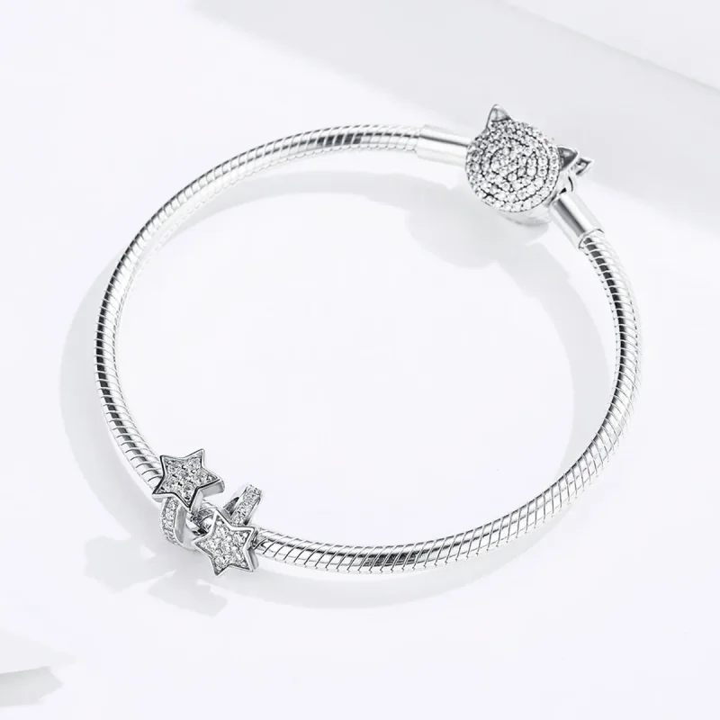 (imagine pentru) Talisman Tip Pandora Stele datate reciproc din argint - SCC1244 - Vizualizare 3