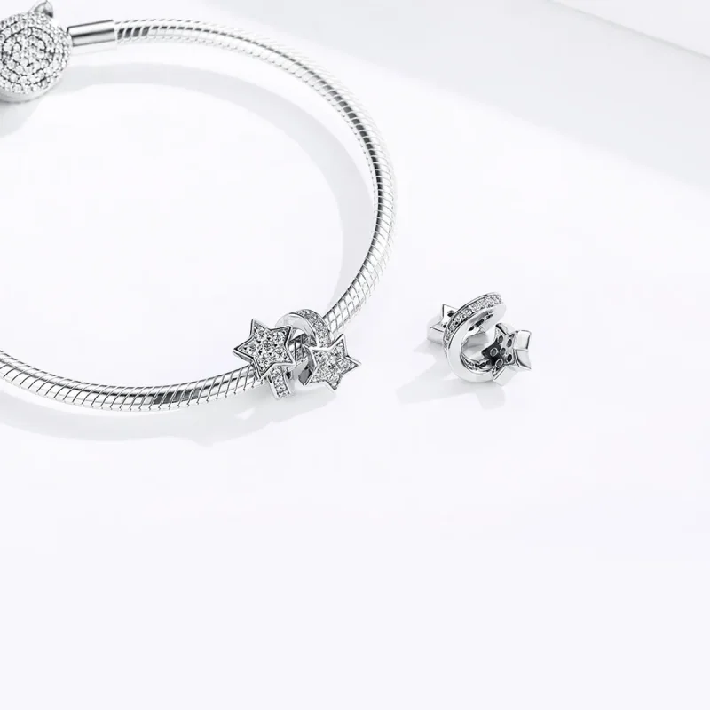 (imagine pentru) Talisman Tip Pandora Stele datate reciproc din argint - SCC1244 - Vizualizare 4