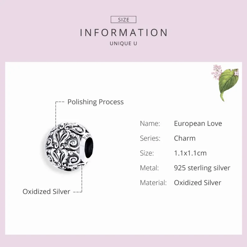 (imagine pentru) Talisman Tip Pandora Stilul Curții Regale din argint - SCC1179 - Vizualizare 3