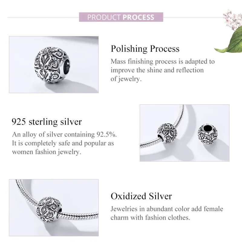 (imagine pentru) Talisman Tip Pandora Stilul Curții Regale din argint - SCC1179 - Vizualizare 4