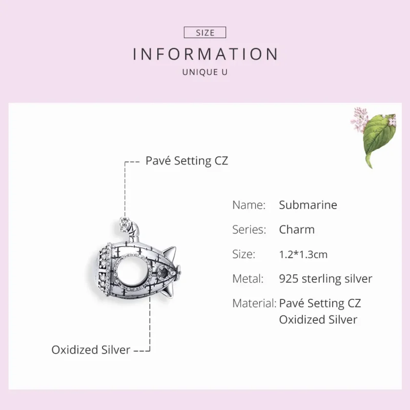 (imagine pentru) Talisman Tip Pandora Submarin din argint - SCC1453 - Vizualizare 7