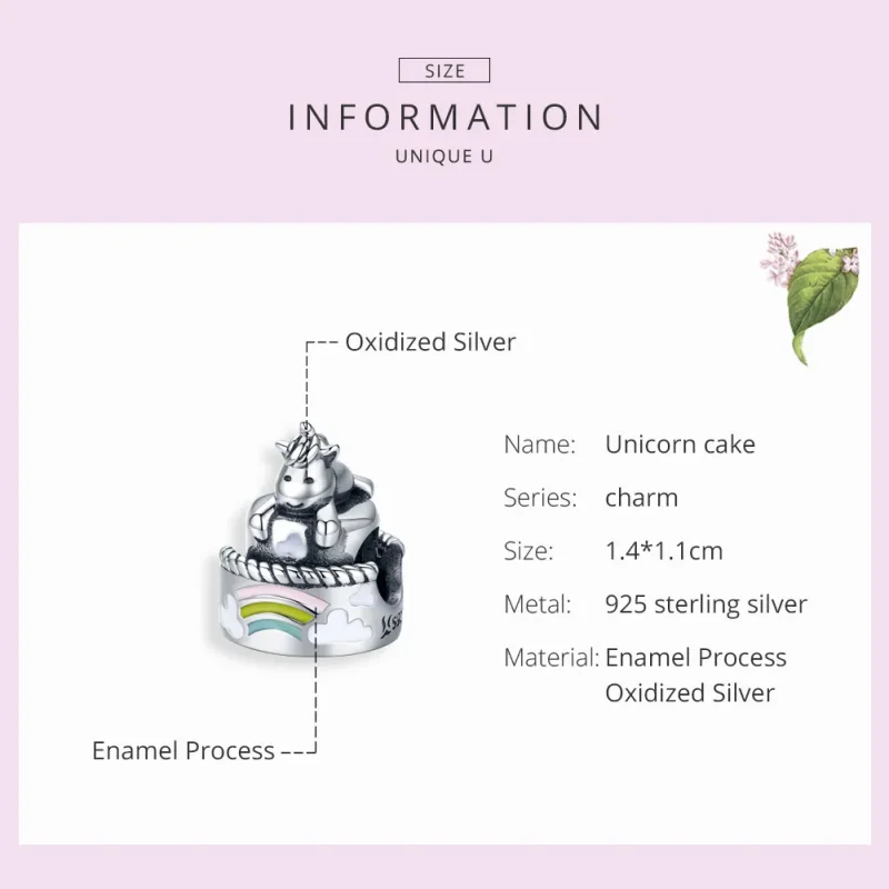 (imagine pentru) Talisman Tip Pandora Tort de Unicorn din argint - SCC1311 - Vizualizare 3