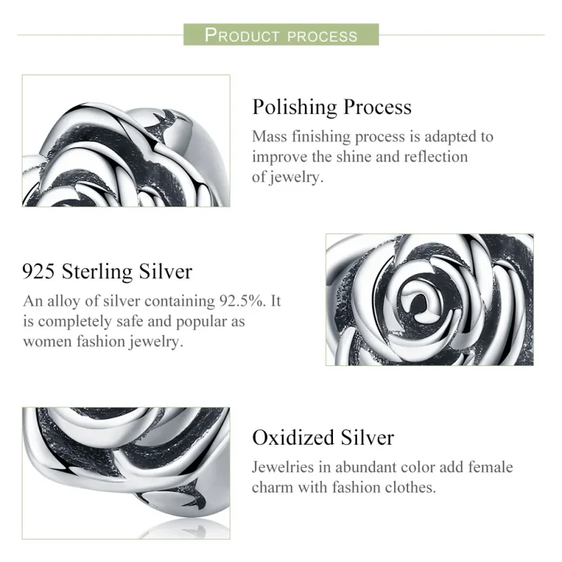 (imagine pentru) Talisman Tip Pandora Trandafir alb din argint - SCC1101 - Vizualizare 7