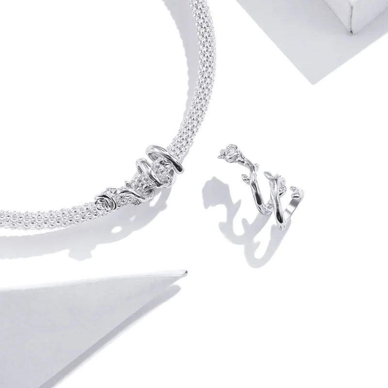 (imagine pentru) Talisman Tip Pandora Trandafir de viță de vie din argint - BSC310 - Vizualizare 4