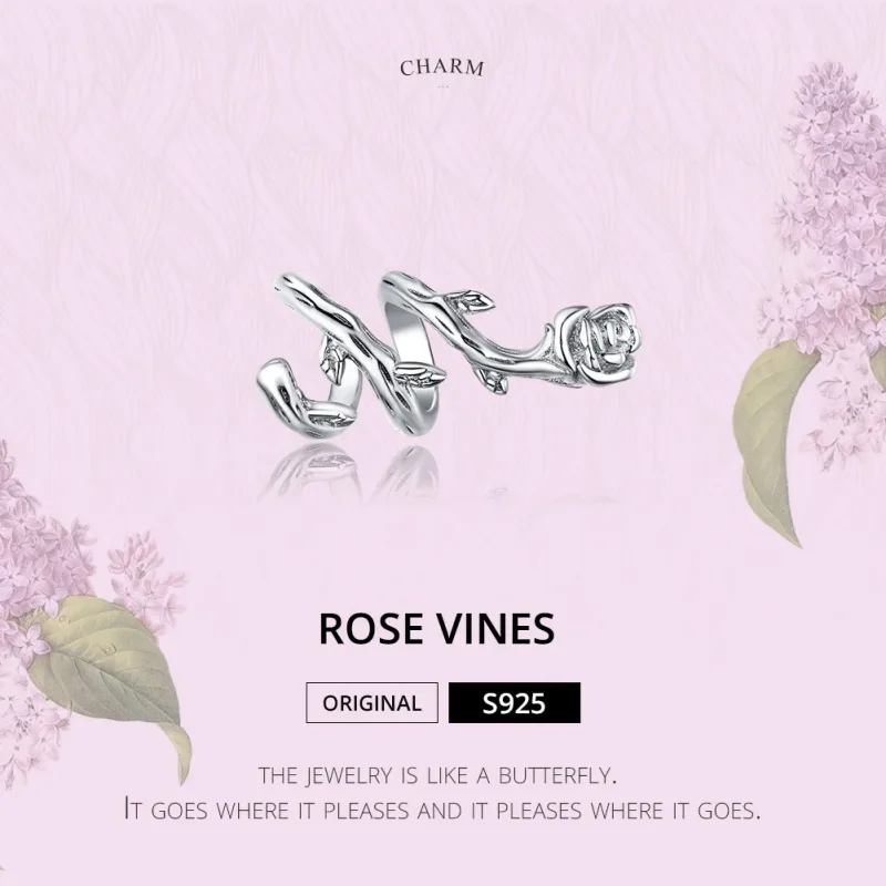 (imagine pentru) Talisman Tip Pandora Trandafir de viță de vie din argint - BSC310 - Vizualizare 6