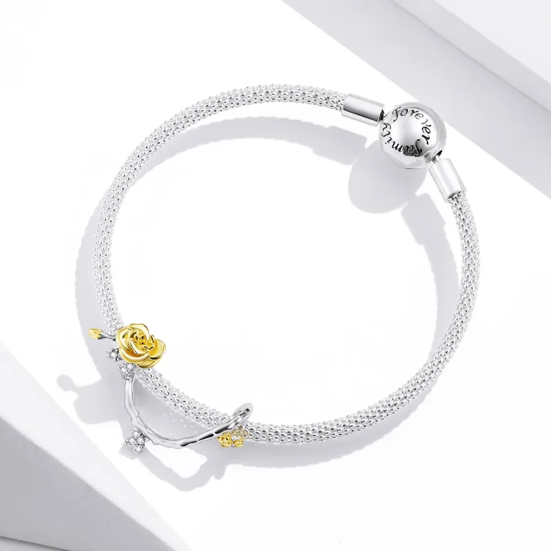 (imagine pentru) Talisman Tip Pandora Trandafir de viță de vie în două tonuri în două nuanțe - BS - Vizualizare 3