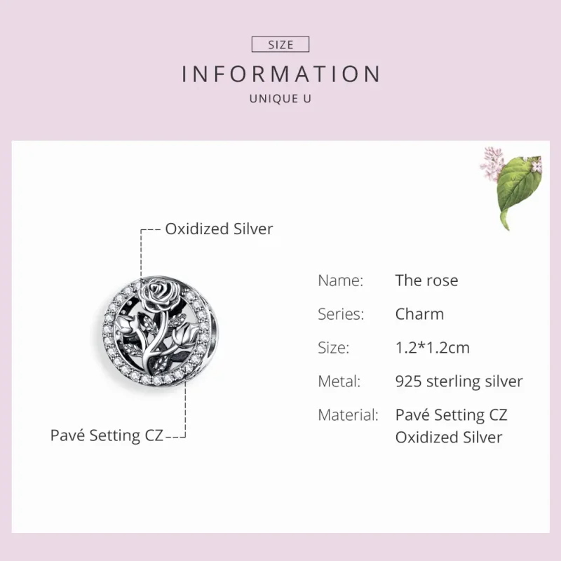 (imagine pentru) Talisman Tip Pandora Trandafir din argint - SCC1189 - Vizualizare 3