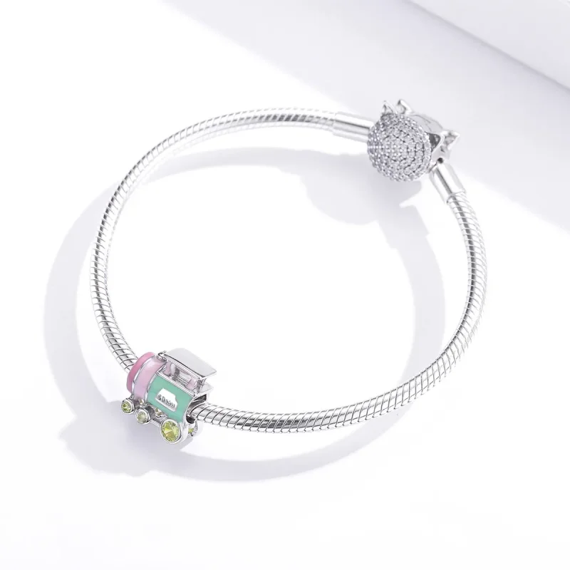(imagine pentru) Talisman Tip Pandora Tren colorat din argint - BSC289 - Vizualizare 2