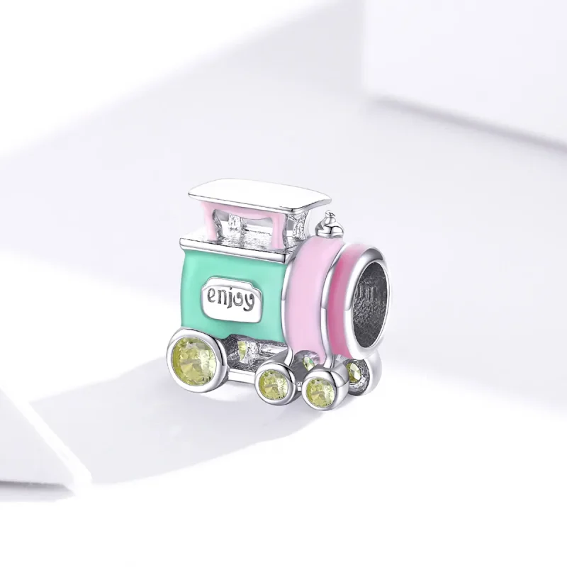 (imagine pentru) Talisman Tip Pandora Tren colorat din argint - BSC289 - Vizualizare 3