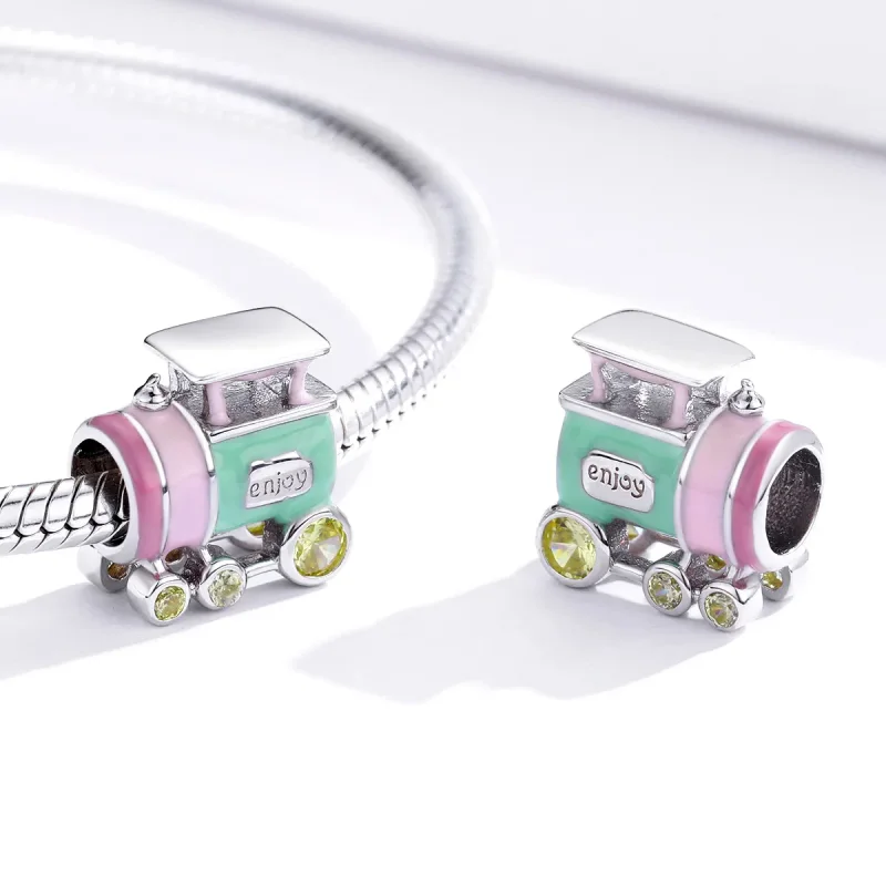 (imagine pentru) Talisman Tip Pandora Tren colorat din argint - BSC289 - Vizualizare 4
