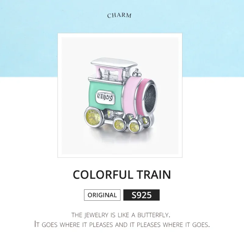 (imagine pentru) Talisman Tip Pandora Tren colorat din argint - BSC289 - Vizualizare 6