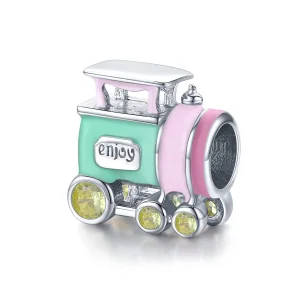 (imagine pentru) Talisman Tip Pandora Tren colorat din argint - BSC289