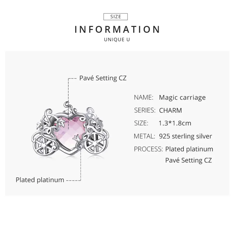 (imagine pentru) Talisman Tip Pandora Trăsura magică din argint - BSC412 - Vizualizare 8
