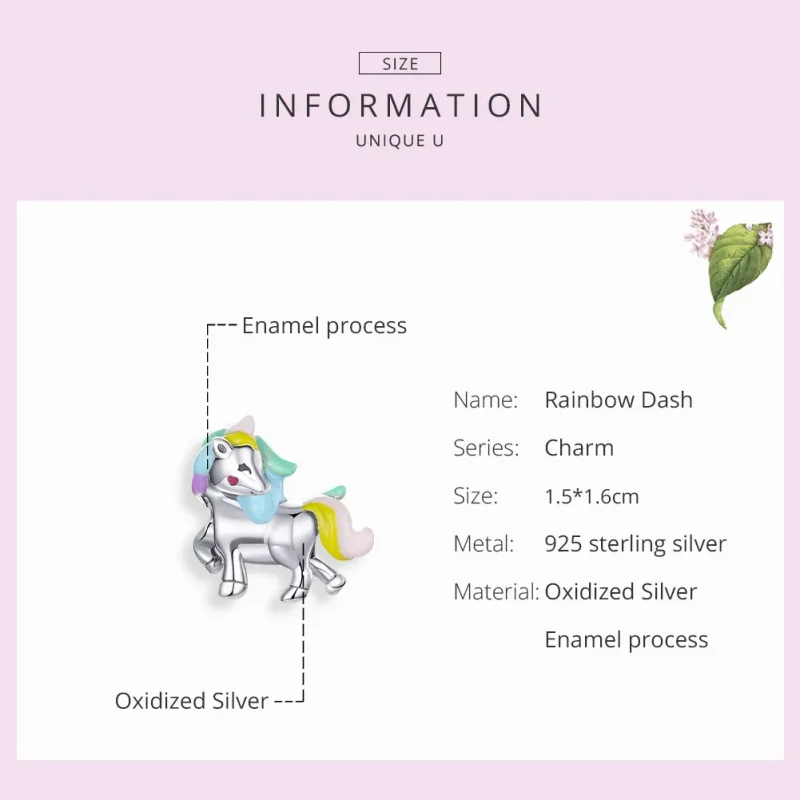 (imagine pentru) Talisman Tip Pandora Unicorn curcubeu din argint - SCC1500 - Vizualizare 7
