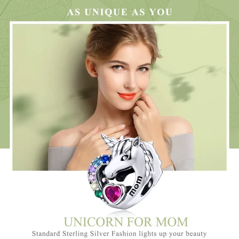 (imagine pentru) Talisman Tip Pandora Unicorn pentru mama din argint - SCC1160 - Vizualizare 2