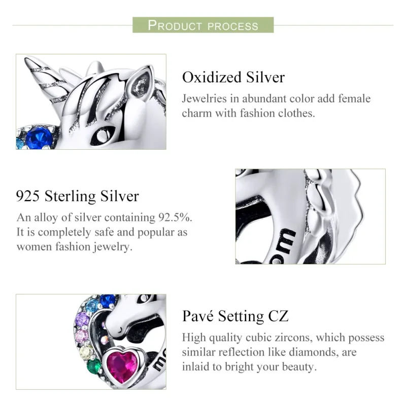 (imagine pentru) Talisman Tip Pandora Unicorn pentru mama din argint - SCC1160 - Vizualizare 4