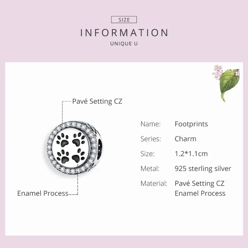 (imagine pentru) Talisman Tip Pandora Urme de pasi din argint - SCC1186 - Vizualizare 3