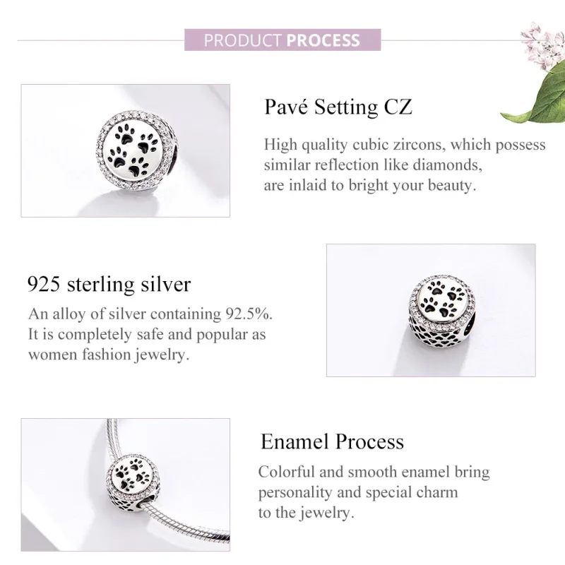 (imagine pentru) Talisman Tip Pandora Urme de pasi din argint - SCC1186 - Vizualizare 4