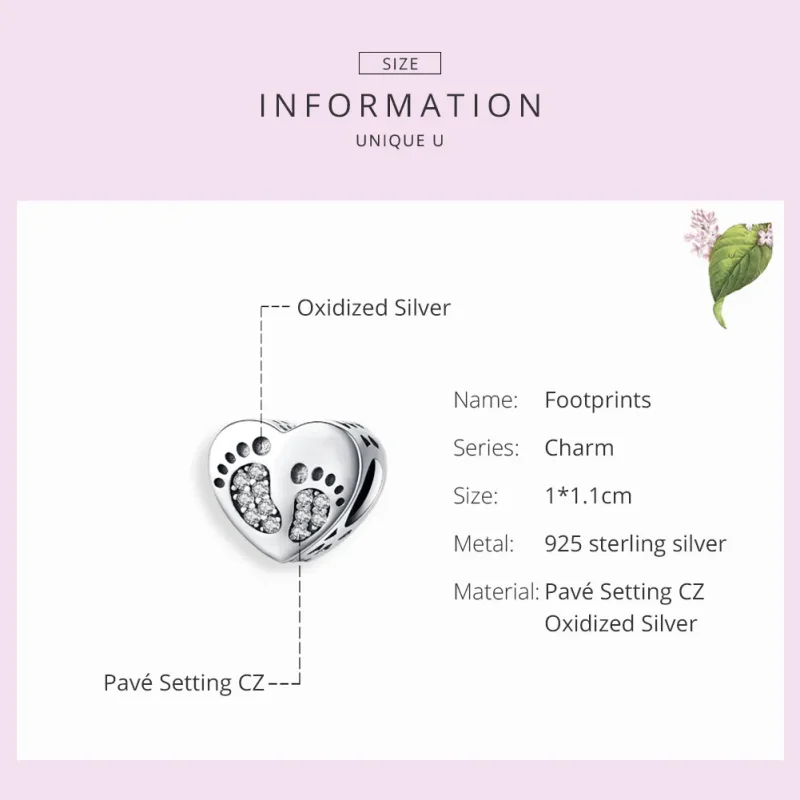 (imagine pentru) Talisman Tip Pandora Urme de pasi din argint - SCC1395 - Vizualizare 6