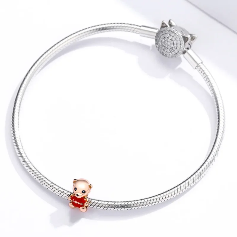(imagine pentru) Talisman Tip Pandora Ursuleț din aur rose - BSC228 - Vizualizare 3