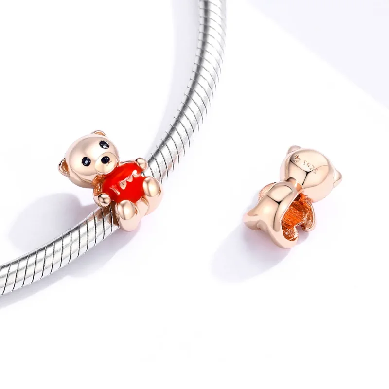 (imagine pentru) Talisman Tip Pandora Ursuleț din aur rose - BSC228 - Vizualizare 4