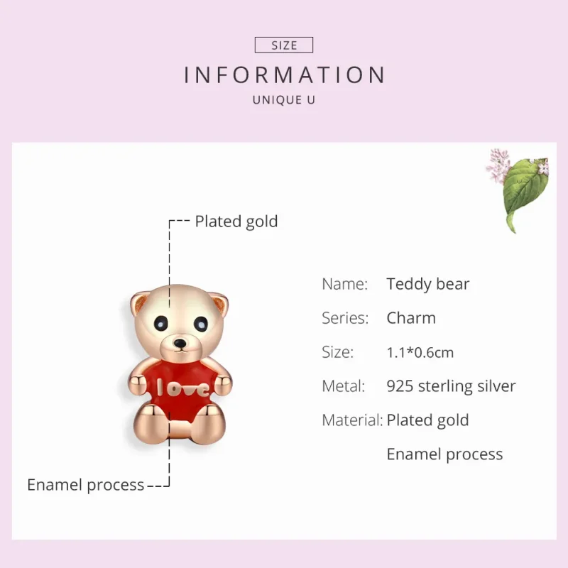 (imagine pentru) Talisman Tip Pandora Ursuleț din aur rose - BSC228 - Vizualizare 7