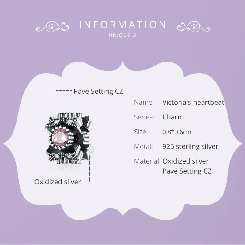(imagine pentru) Talisman Tip Pandora Victoria's Heartbeat din argint - SCC1784 - Vizualizare 6
