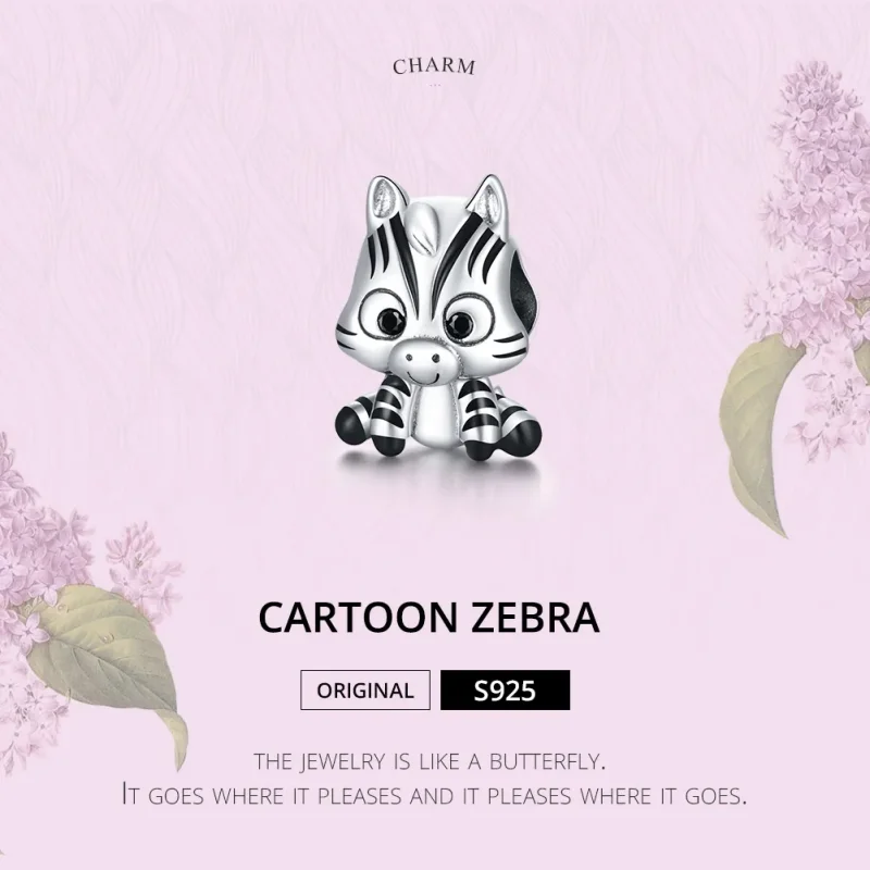 (imagine pentru) Talisman Tip Pandora Zebra desenelor animate din argint - BSC387 - Vizualizare 6