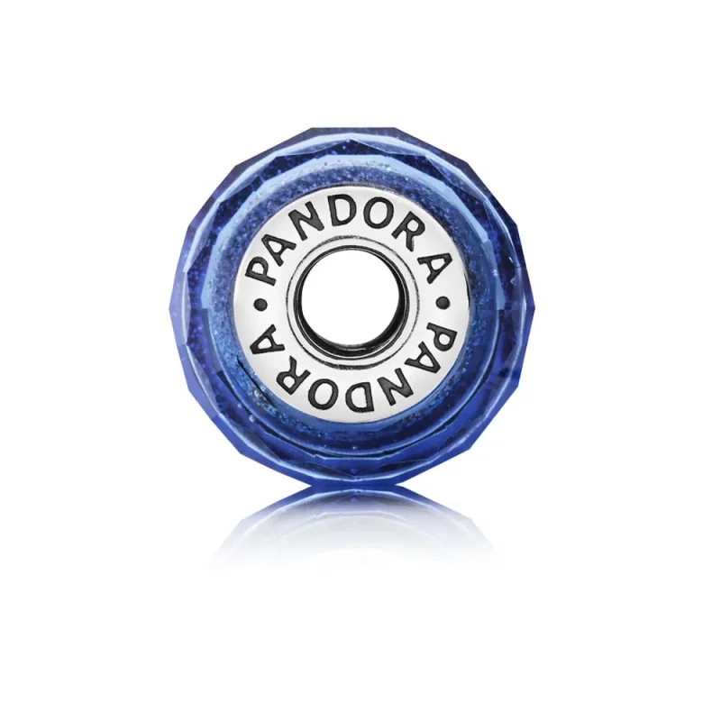 (imagine pentru) Abstract silver charm with faceted iridescent blue Murano glass - Vizualizare 2
