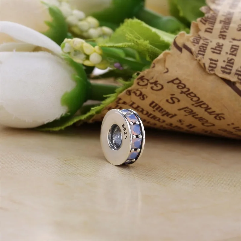 (imagine pentru) Abstract silver spacer with opalescent white crystal - 791724NOW - Vizualizare 2
