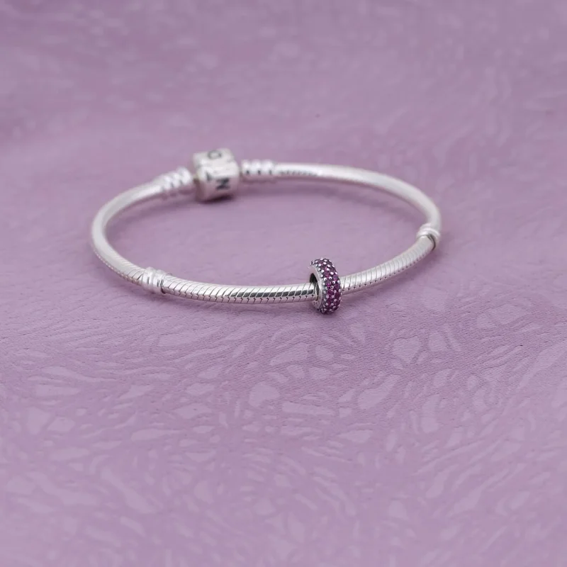 (imagine pentru) Abstract silver spacer with red cubic zirconia - PANDORA - Vizualizare 2