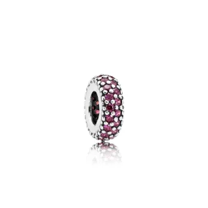 (imagine pentru) Abstract silver spacer with red cubic zirconia - PANDORA