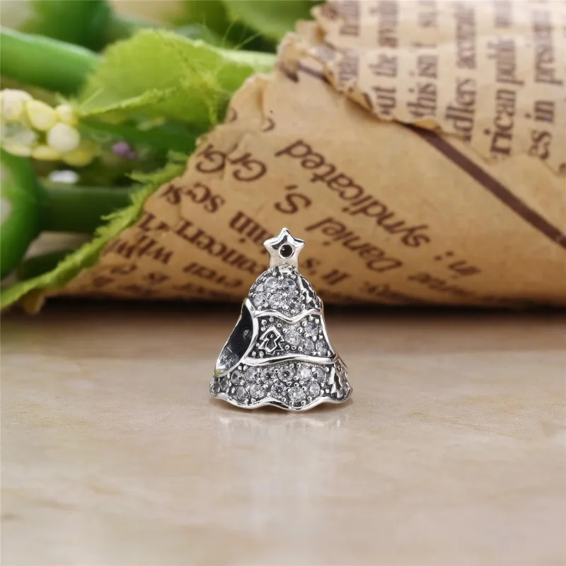 (imagine pentru) Christmas tree silver charm with clear cubic zirconia - 791765CZ - Vizualizare 3