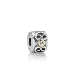 (imagine pentru) Clips abstract din argint, aur 14k, diamante 0.03ct TW h/vs - 79