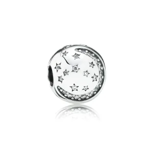 (imagine pentru) Clips "Luna şi stelele" din argint 925, cu zirconiu cubic - PAND