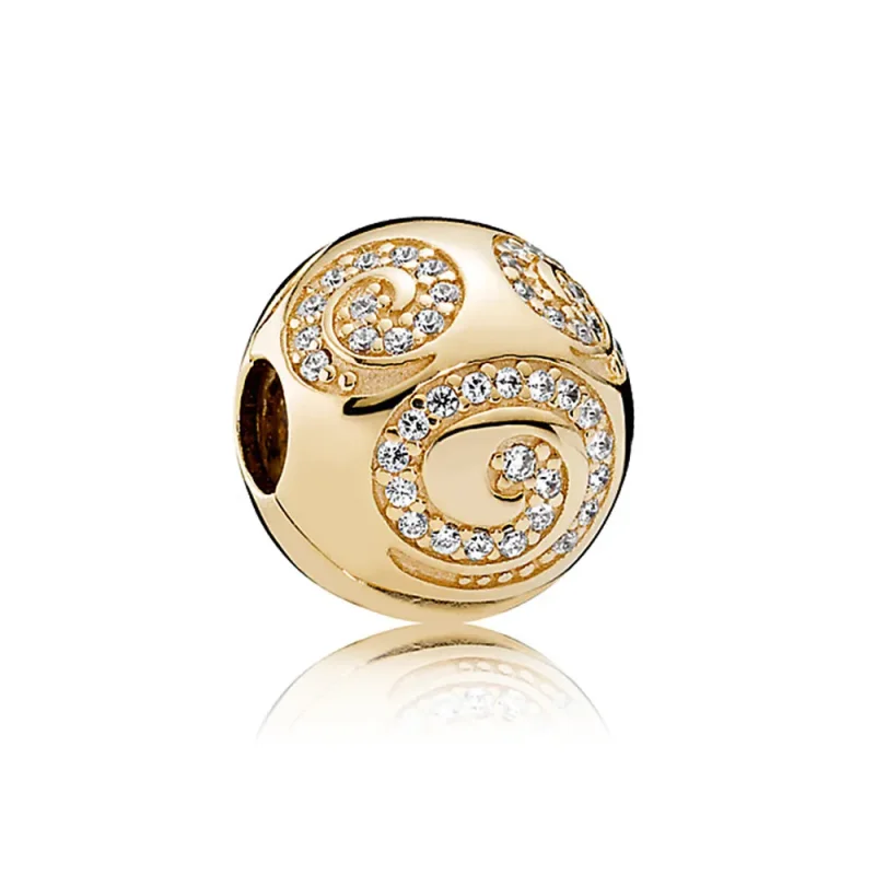 (imagine pentru) Clips PANDORA, Disney, Mickey mouse de aur Swirl din aur