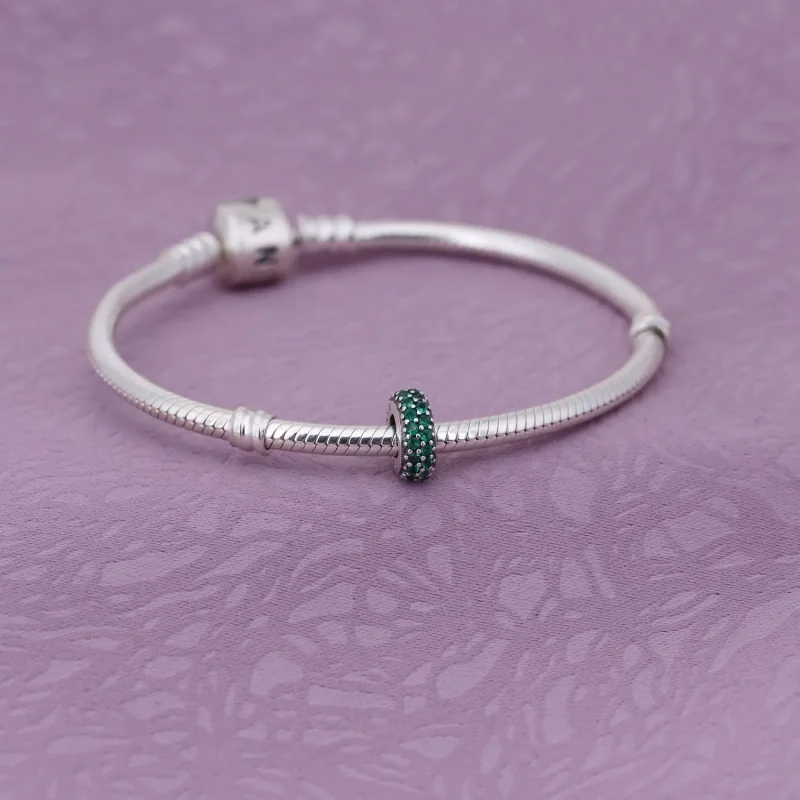 (imagine pentru) Distanţier pavé din argint 925, cu zirconiu cubic verde închis - - Vizualizare 2