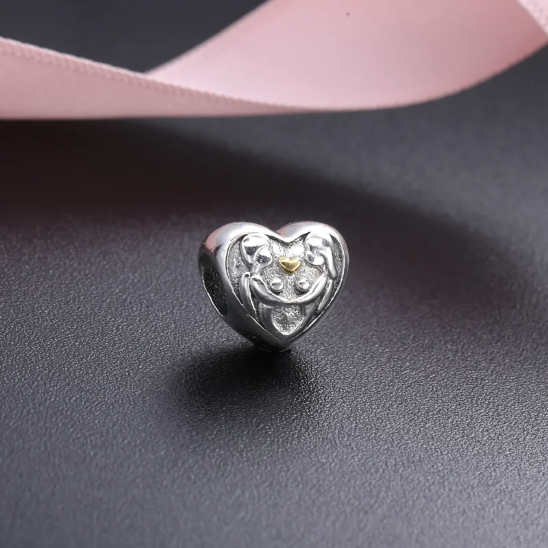 (imagine pentru) Heart family silver charm with 14k - 791771 - Talismane PANDORA - Vizualizare 2