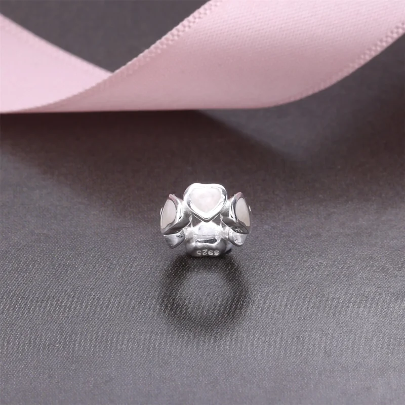 (imagine pentru) Heart silver spacer with silver enamel - 791775EN23 - Talismane - Vizualizare 3