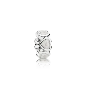 (imagine pentru) Heart silver spacer with silver enamel - 791775EN23 - Talismane 