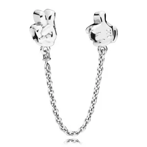 (imagine pentru) Lanț de siguranță PANDORA, Disney, Gesturi Mickey din argint