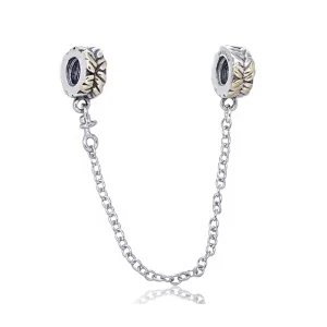 (imagine pentru) Lanț de siguranță PANDORA, Frunze din argint, aur 14k