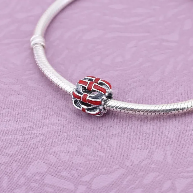 (imagine pentru) Openwork bow silver charm with soft pink enamel - 791778EN40 - T - Vizualizare 2