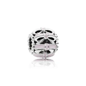 (imagine pentru) Openwork bow silver charm with soft pink enamel - 791778EN40 - T