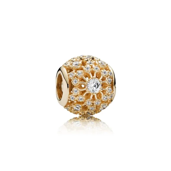 (imagine pentru) Openwork decorative charm in 14k with clear cubic zirconia - PAN