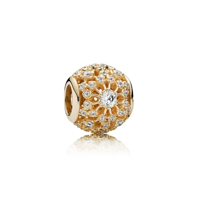 (imagine pentru) Openwork decorative charm in 14k with clear cubic zirconia - PAN